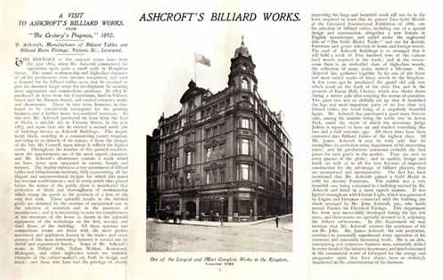 Ashcroft Billiard catalogue