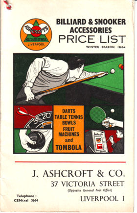 Ashcroft Snooker catalogue