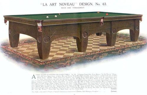 Ashcroft La Art Noveau model Snooker table