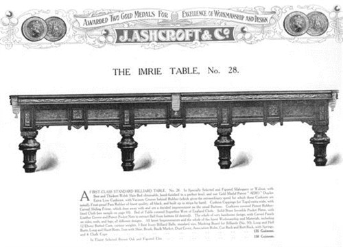 Ashcroft Billiard Table model No. 28