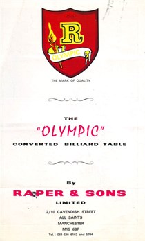 Raper & Sons Olympic Snooker table